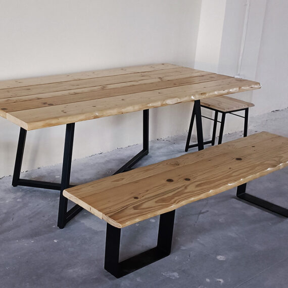 table with bench and small tool